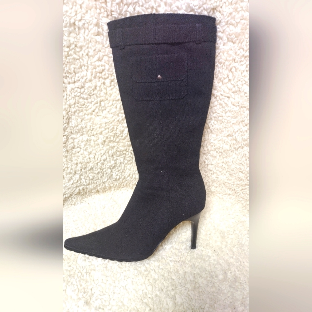 Black Fabric Heel Boots by Navid/Nadia